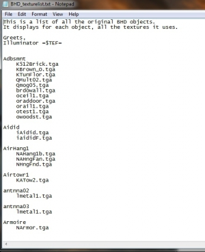 BHD Texture List