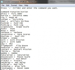 DFLW Console Commands