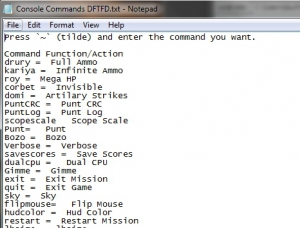 DFTFD Console Commands
